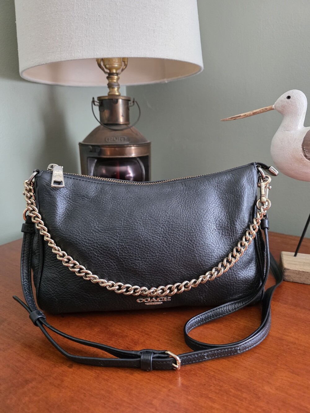 Coach 36666 Carrie Crossbody Black Leather Convertible Shoulder Bag